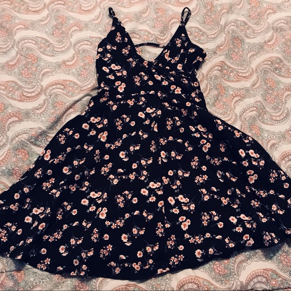 black floral strappy dress